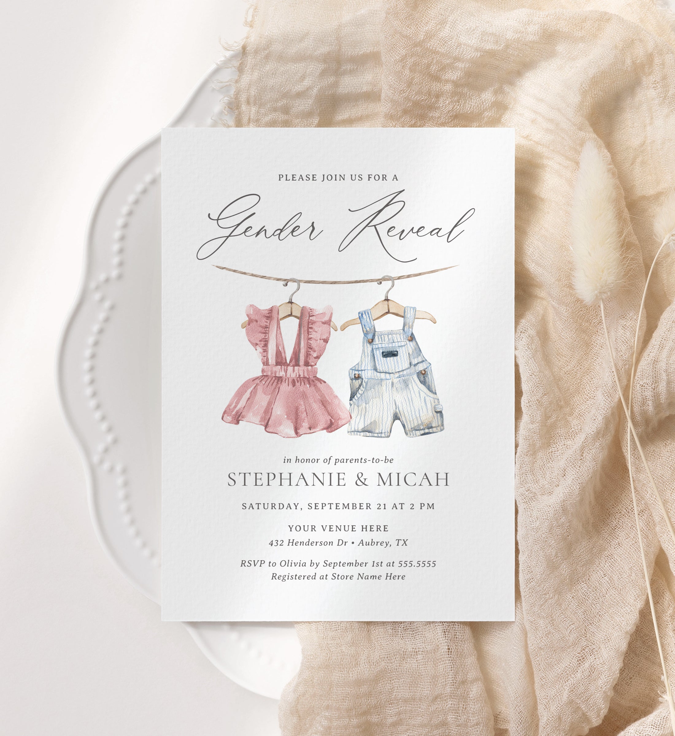 Editable Pink and Blue Baby Clothes Gender Reveal Invitation Template - Little Folk Printables Editable Pink and Blue Baby Clothes Gender Reveal Invitation Template - Little Folk Printables