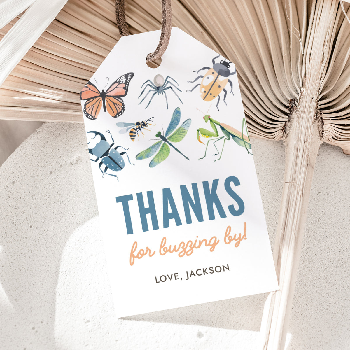 Editable Bug Birthday Favor Tag Template
