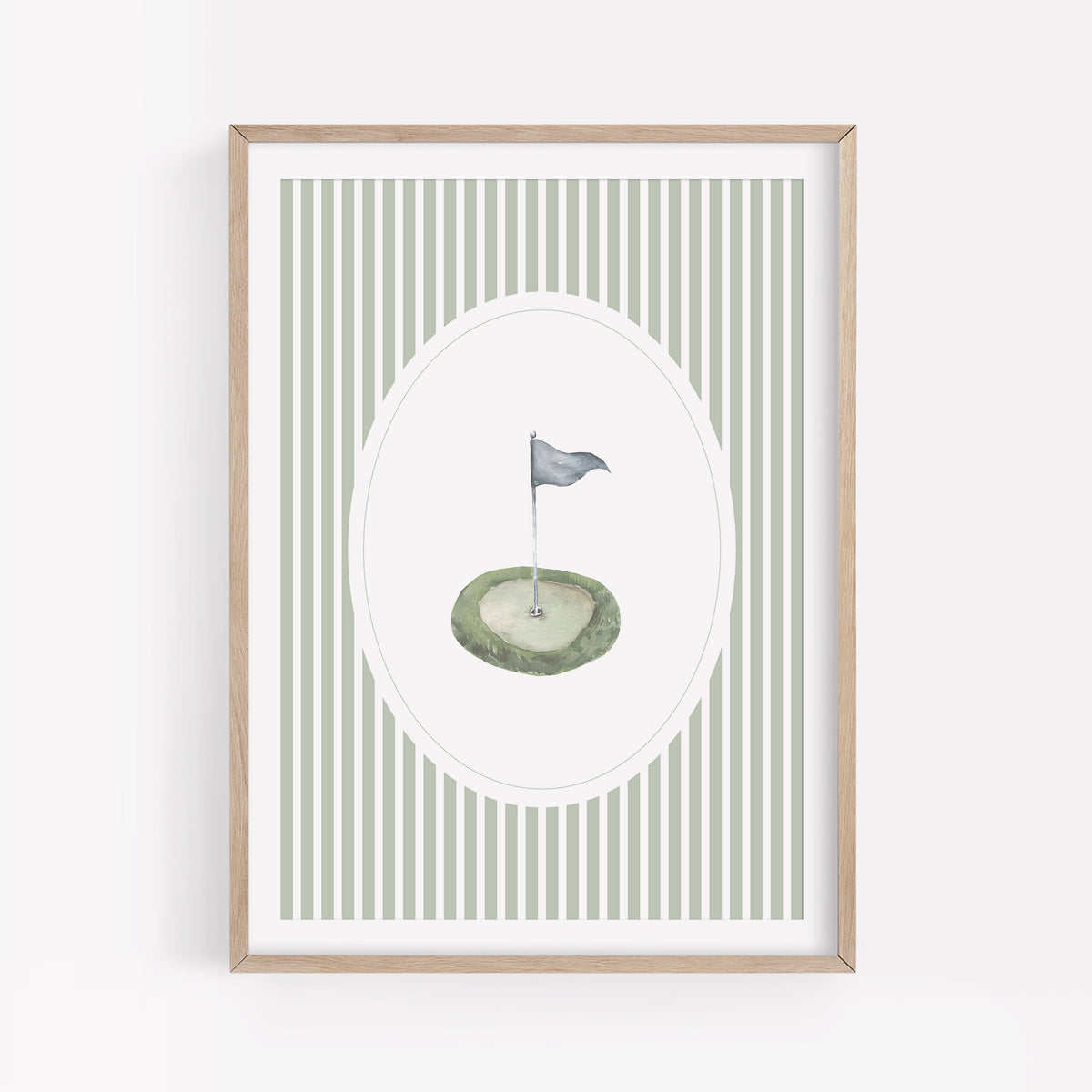 Sage Green Vintage Golf Course Print