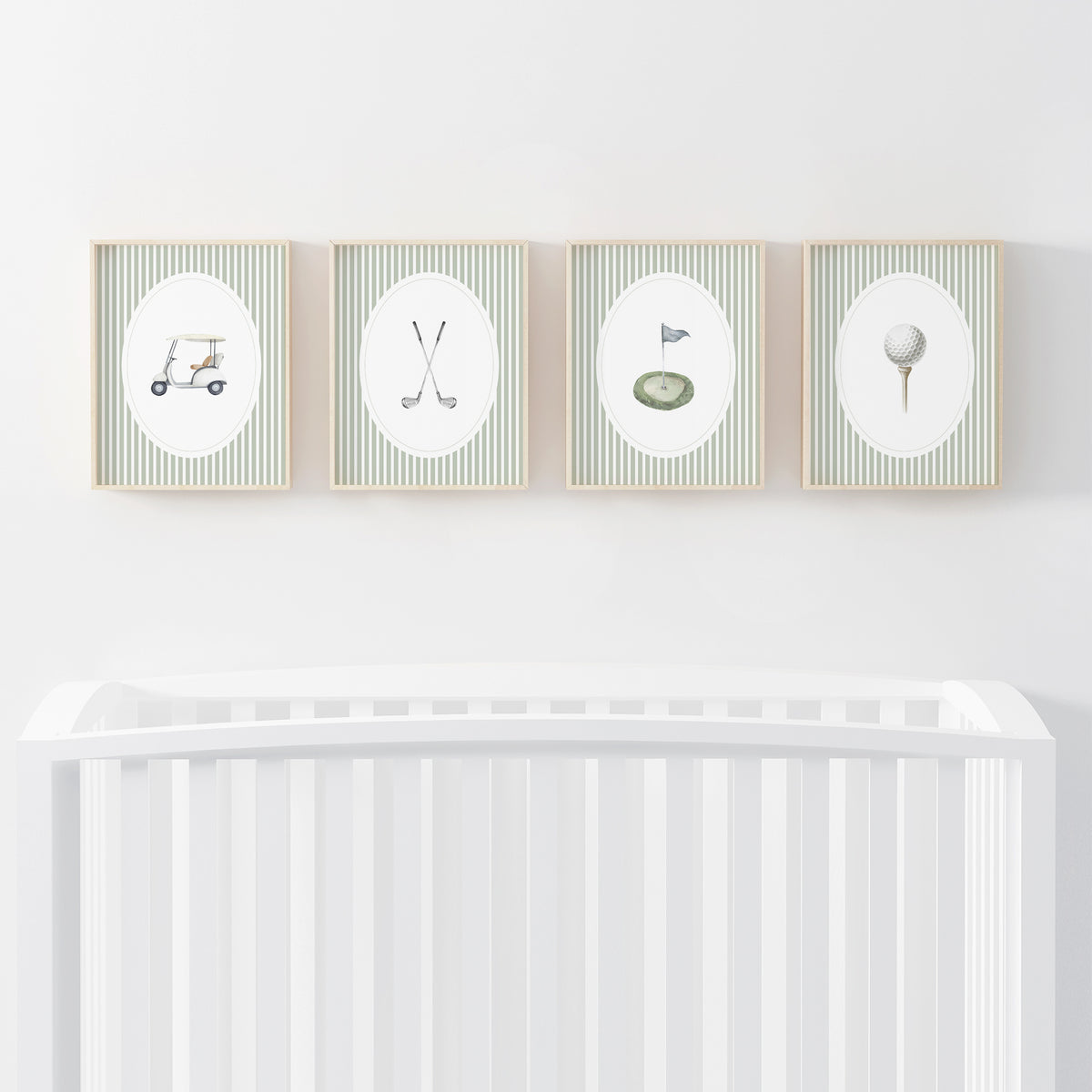 Sage Green Vintage Golf Prints - Set of 4