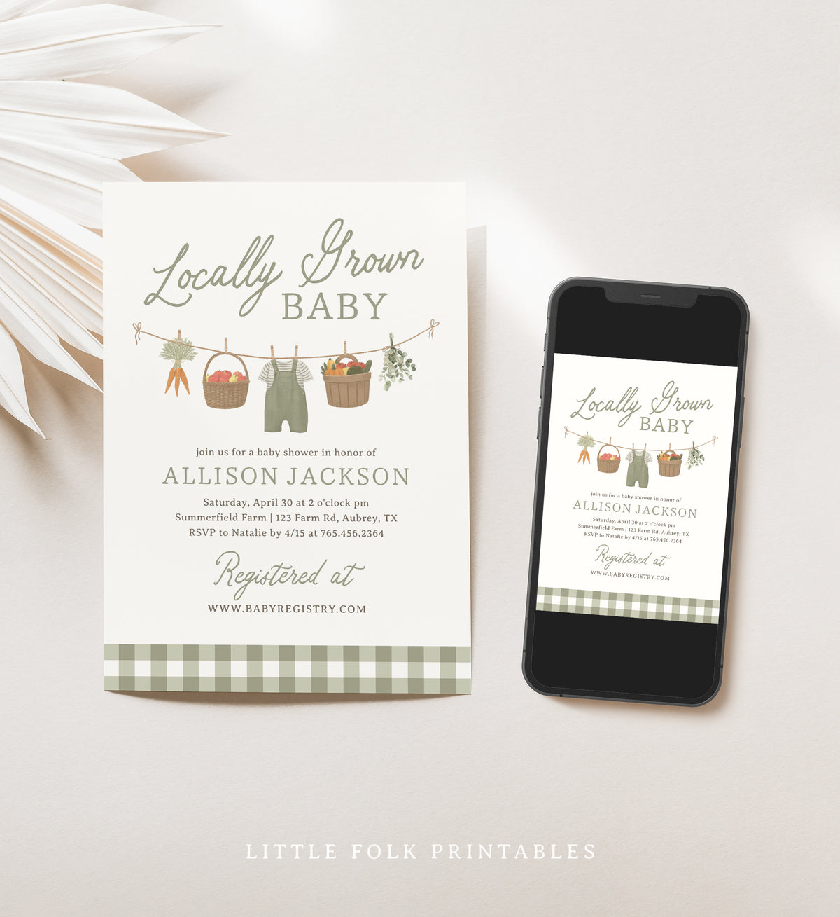 Locally Grown Baby Shower Invitation