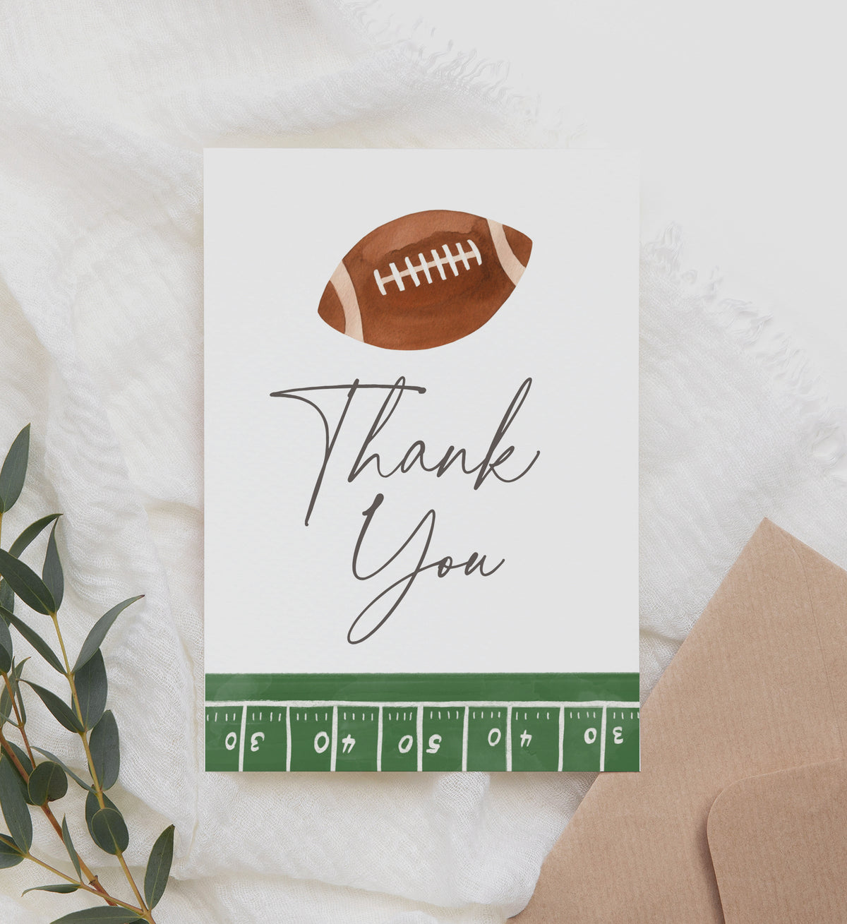 Football Baby Shower Folded Thank You Card Template