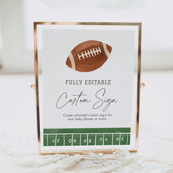 Football Custom Sign Template - Little Folk Printables