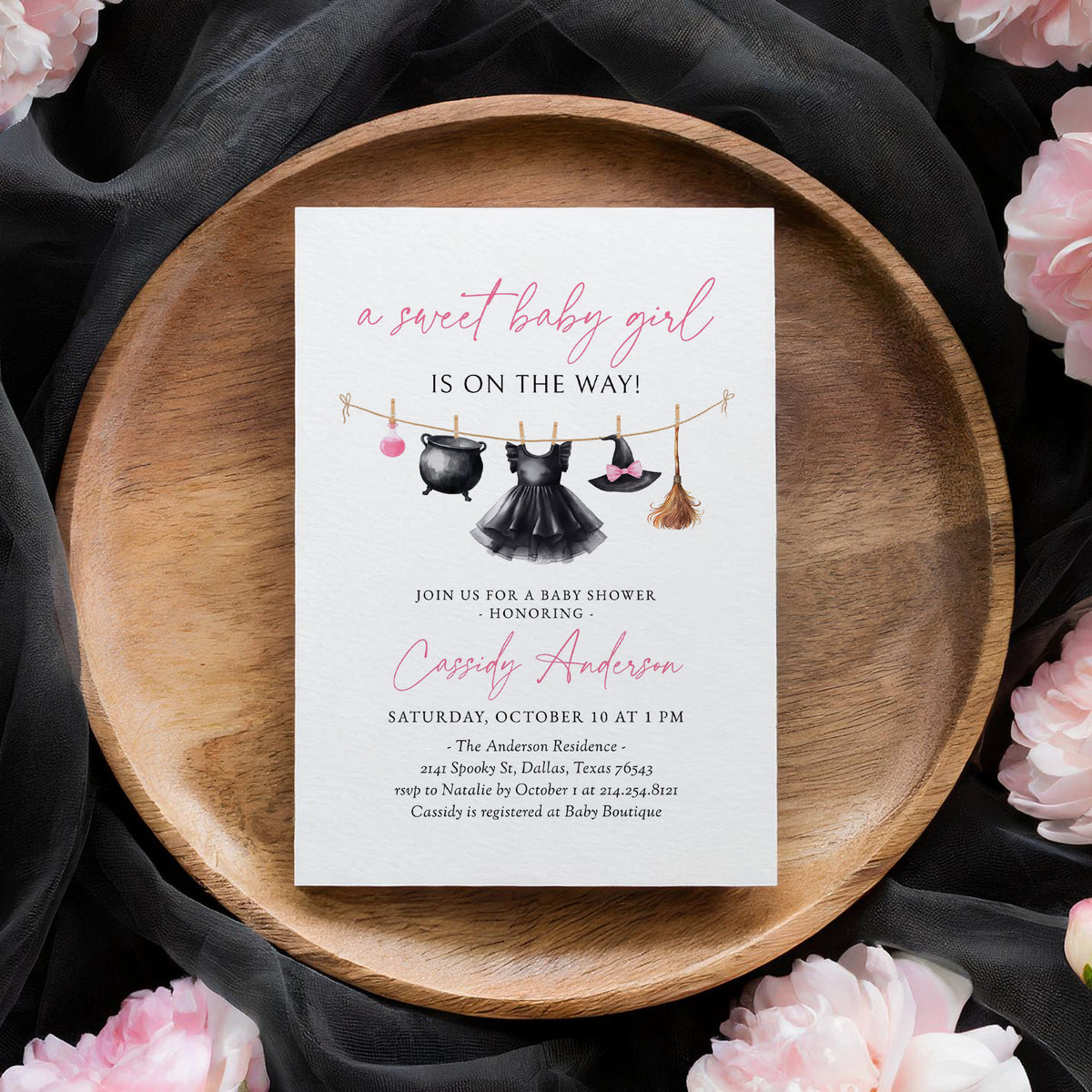 Witch Baby Shower Invitation Template