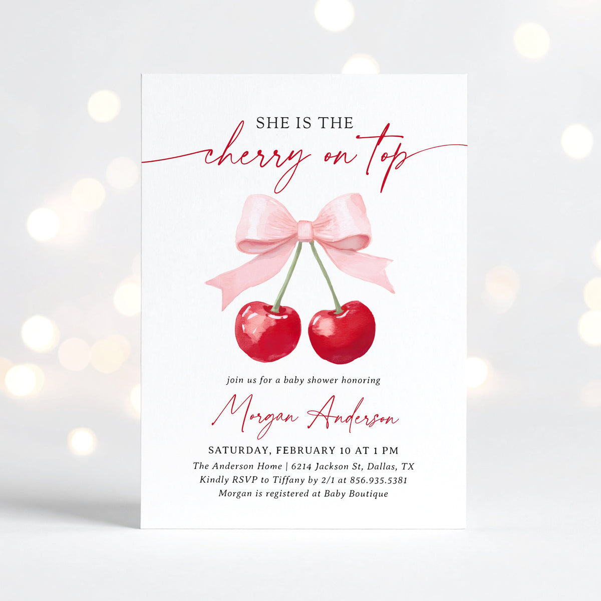 Cherry Baby Shower Invitation