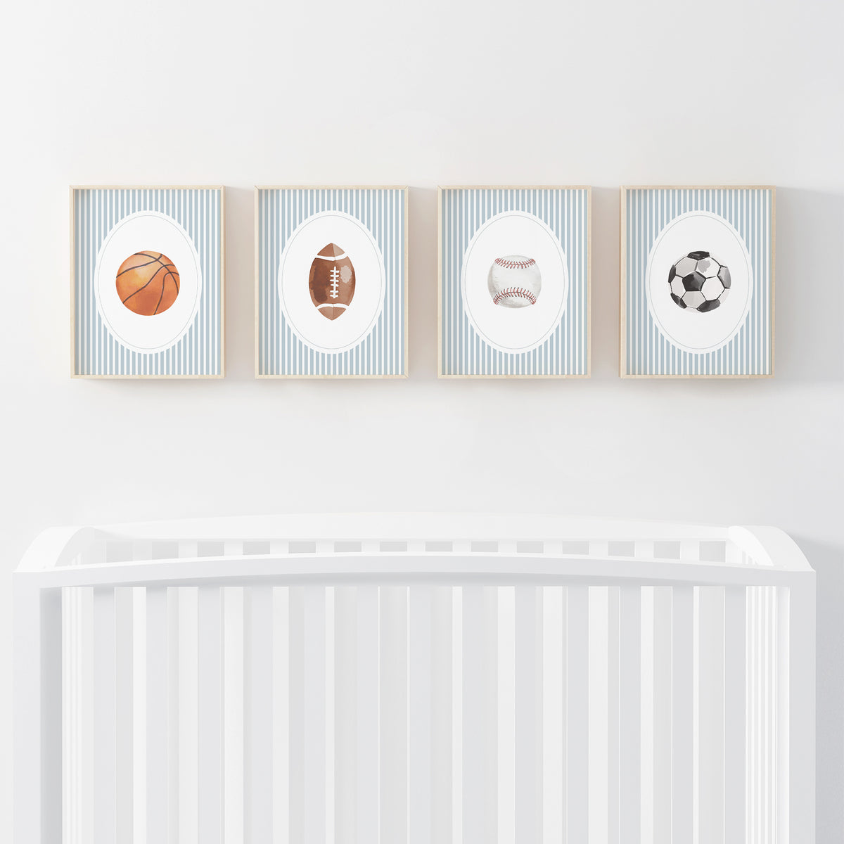 Blue Vintage Sports Prints - Set of 4