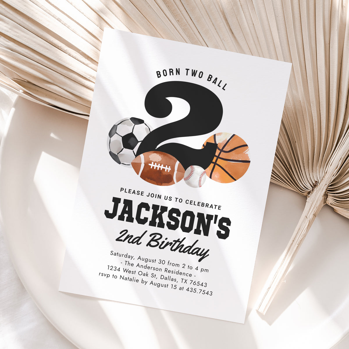 Sports 2nd Birthday Invitation