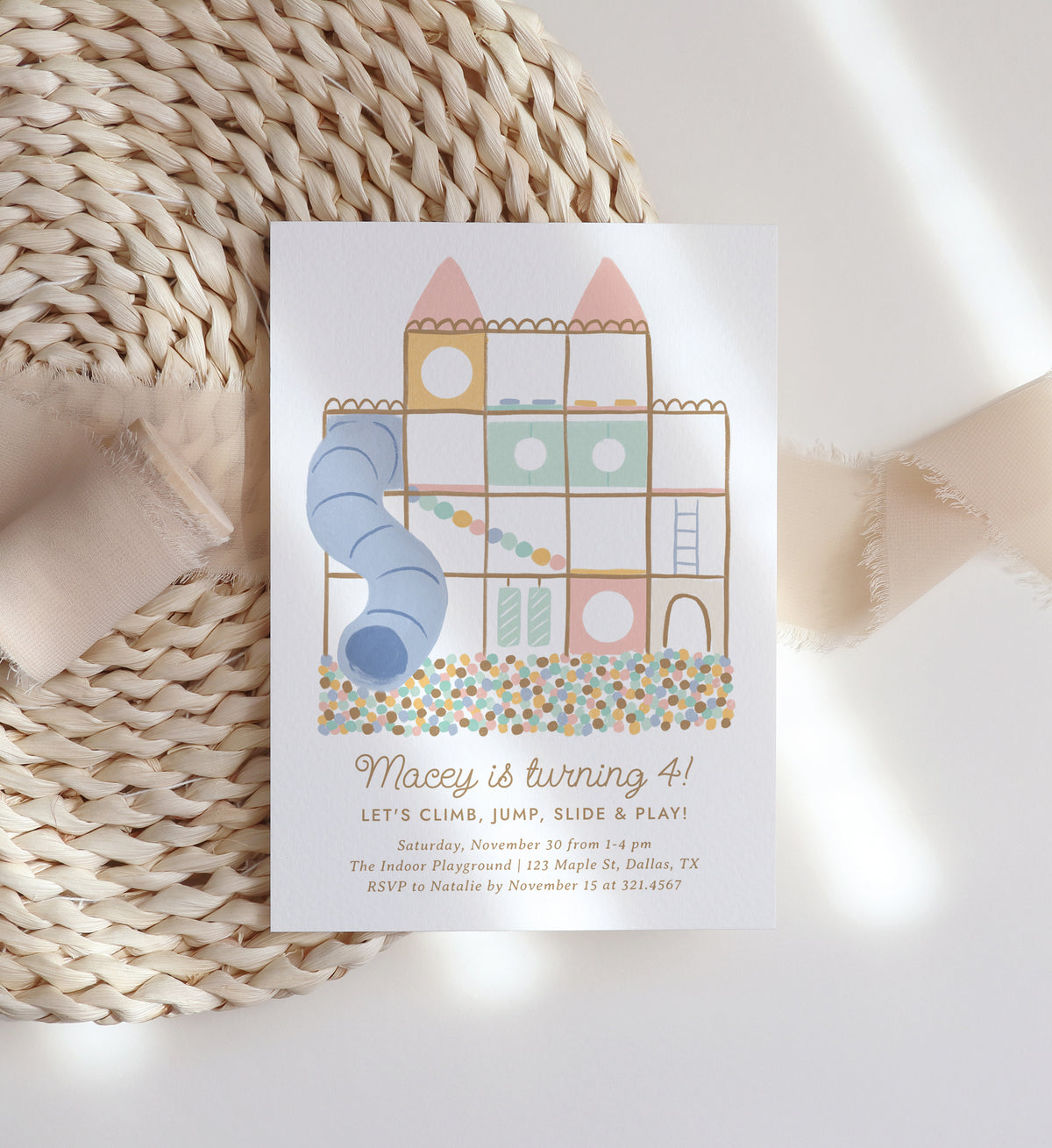 Pastel Indoor Playground Birthday Invitation