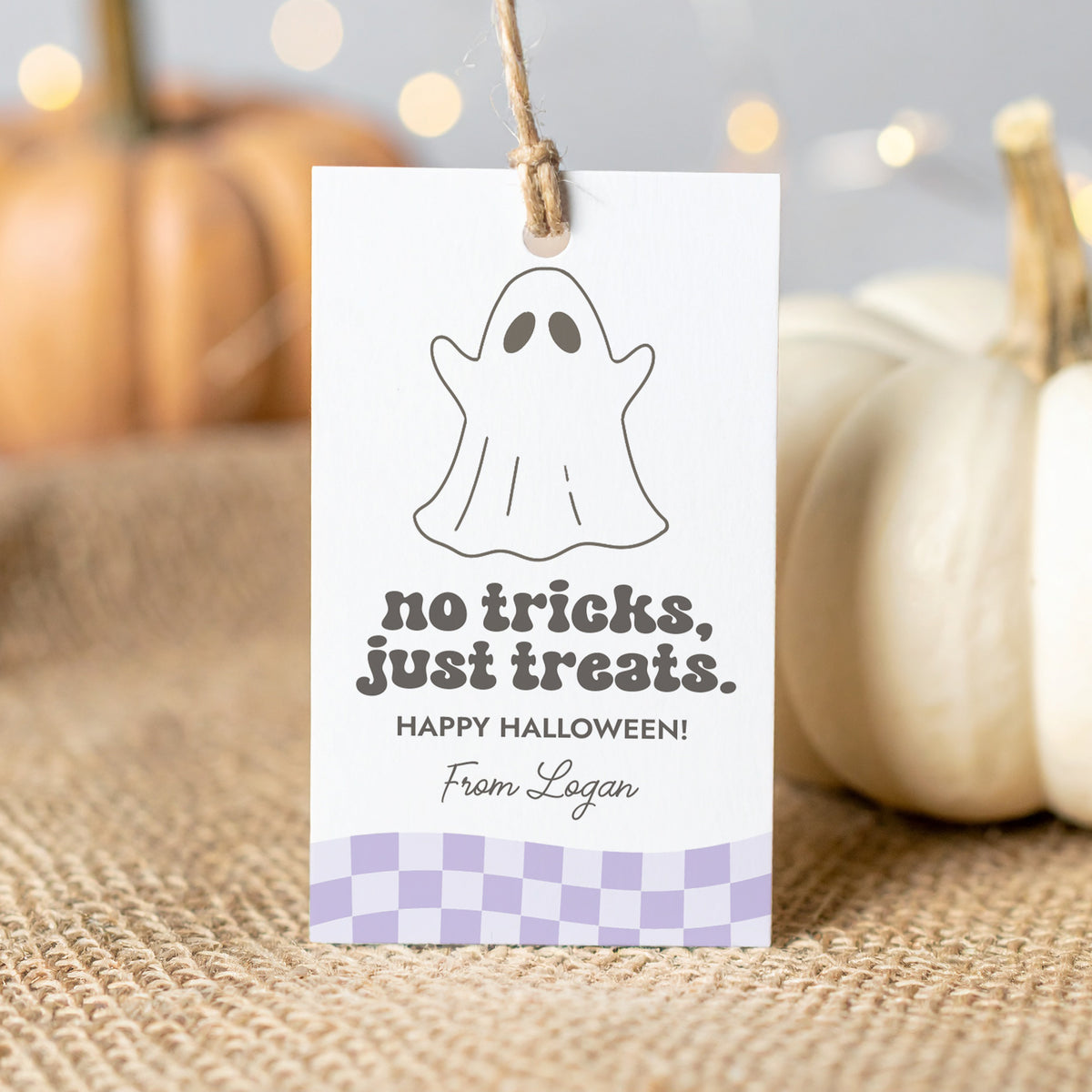Halloween Tag Template (No Tricks Retro Ghost)