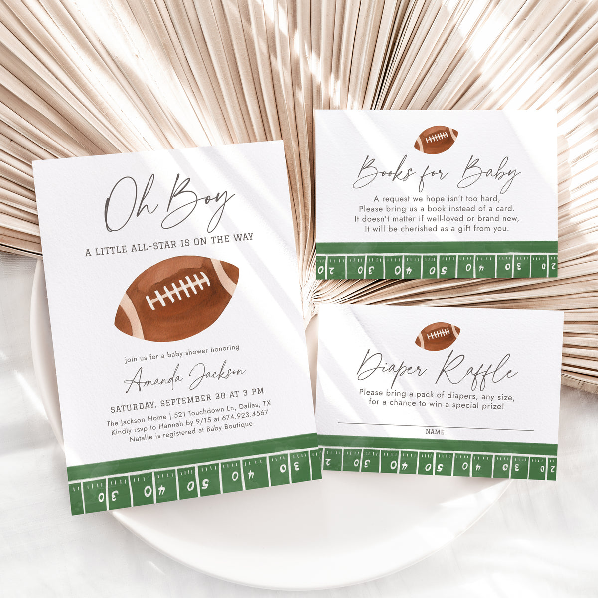Football Baby Shower Invitation Suite