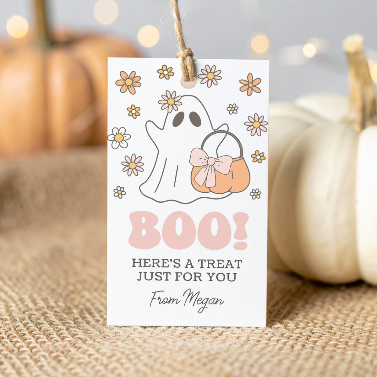 Halloween Tag Template (Floral Ghost)