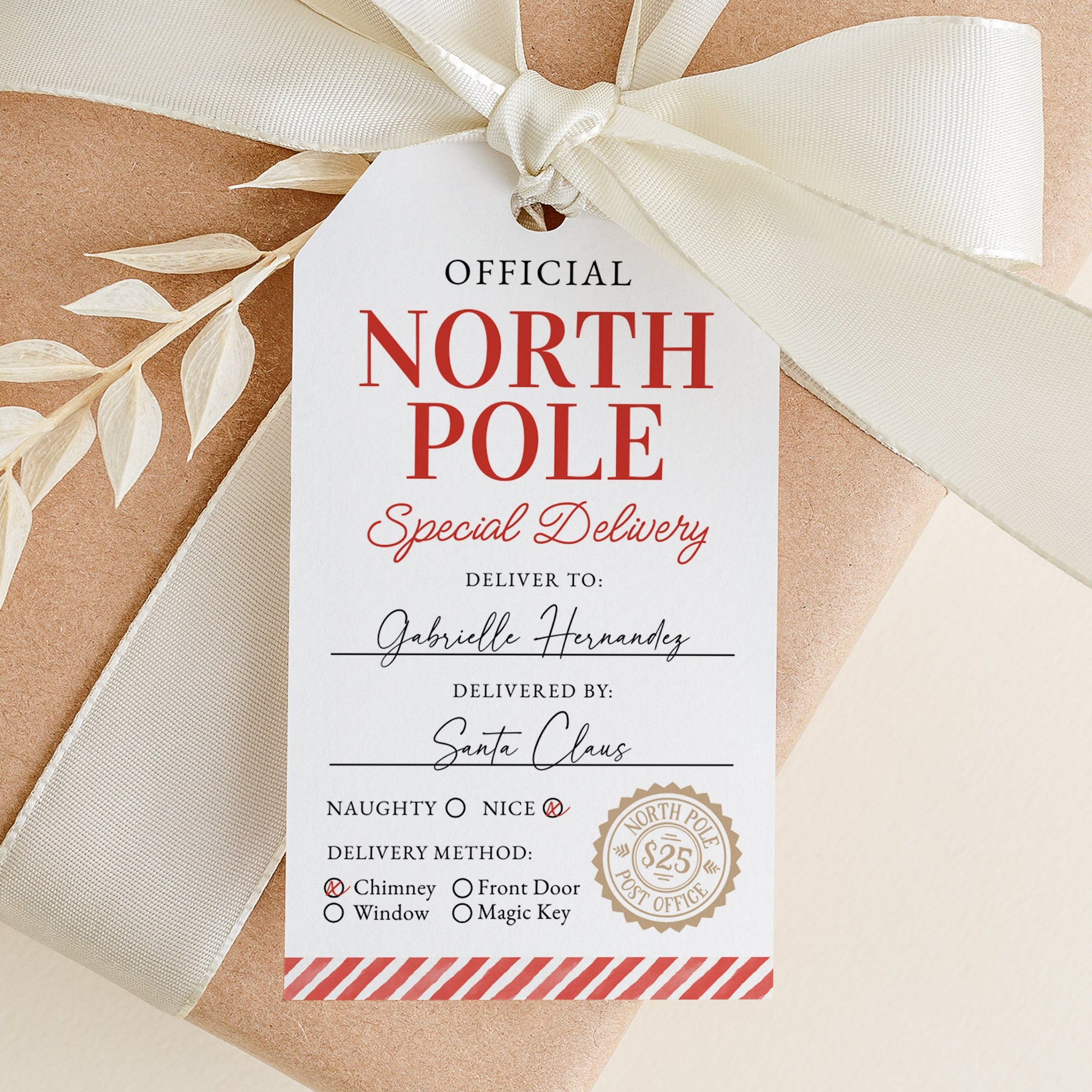 North Pole Delivery Holiday Tag Template