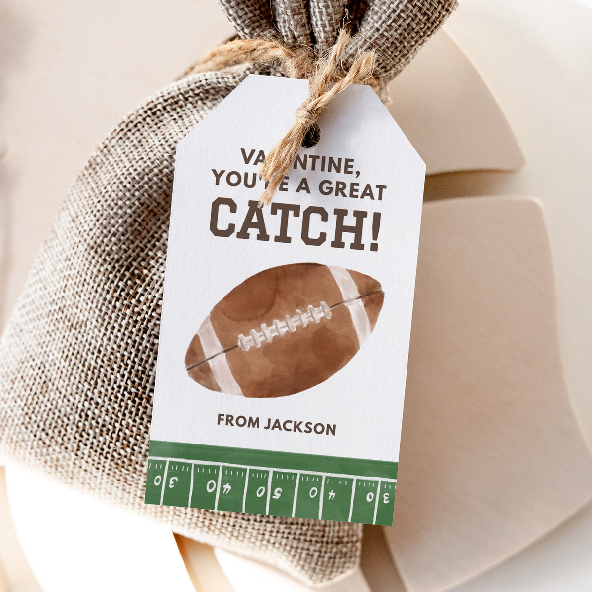 Football Valentine&#39;s Tag Template