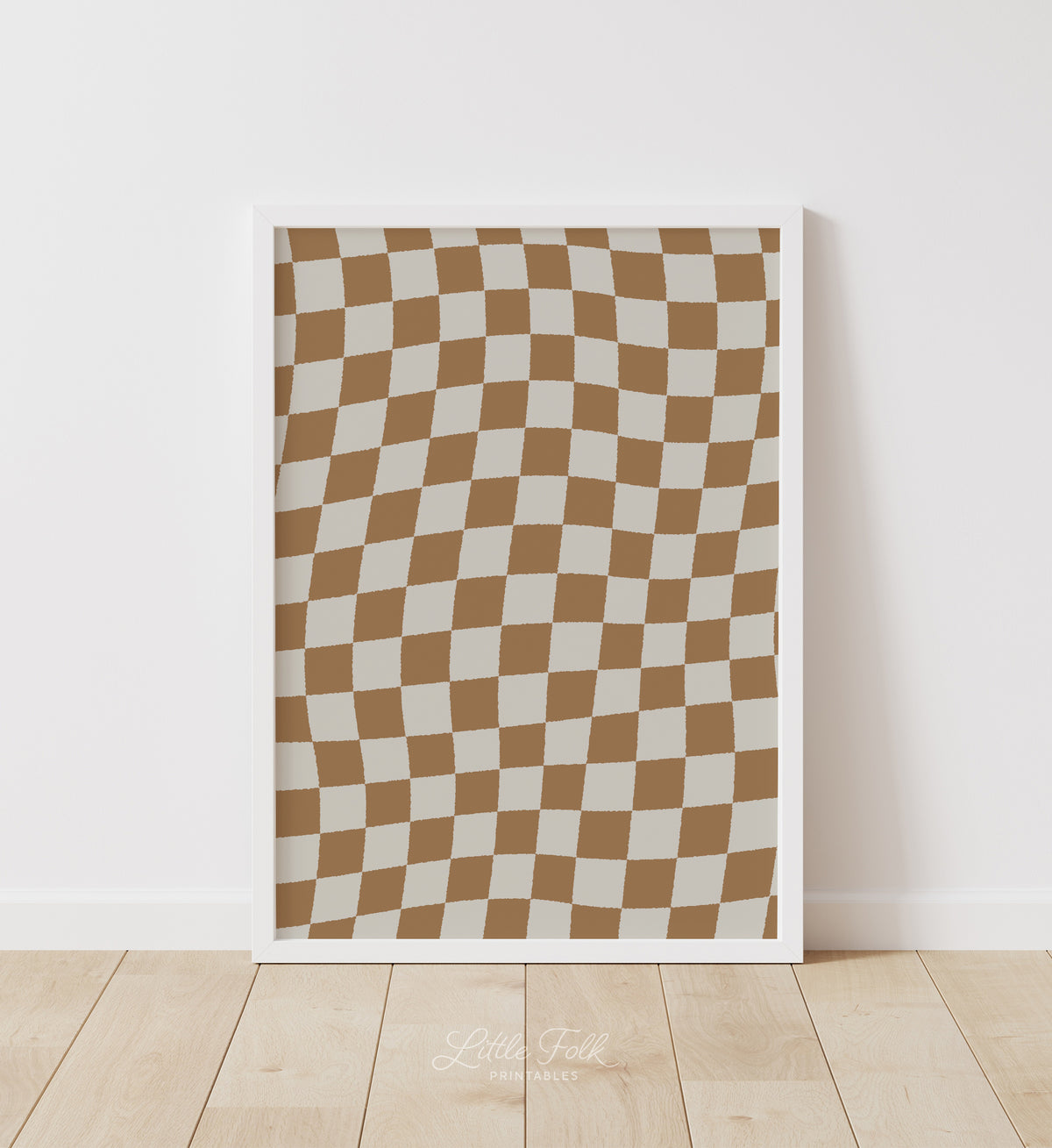 Wavy Orange Checkers Print