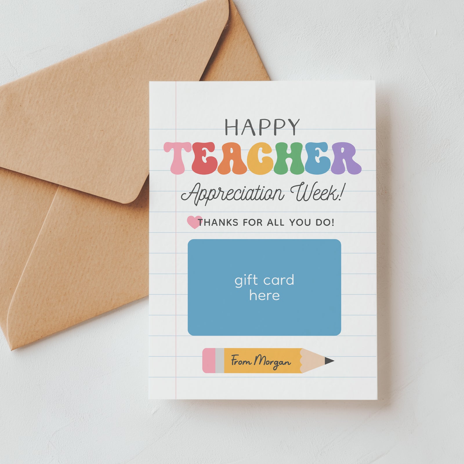 Teacher Appreciation Week Gift Card Holder