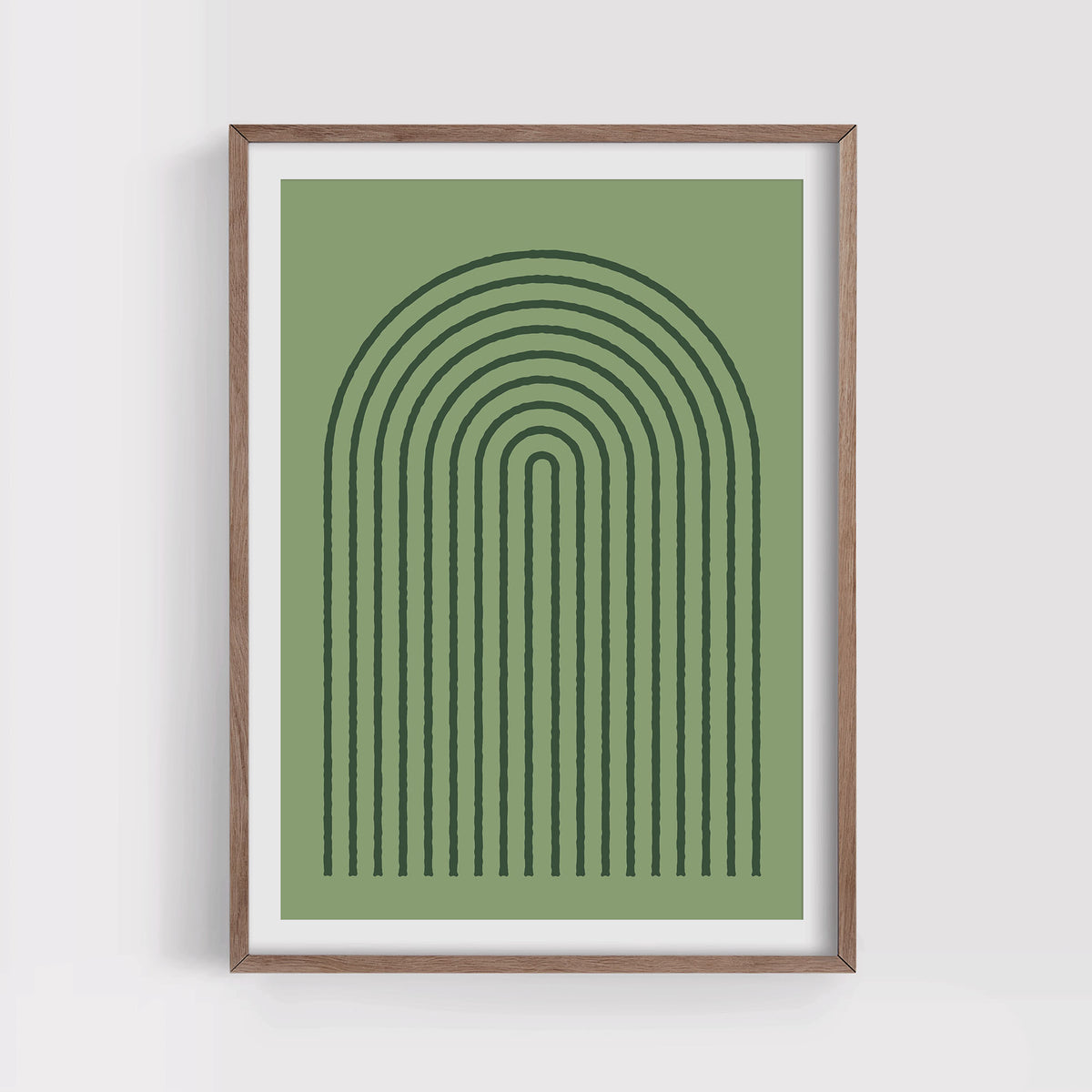 Green Geometric Rainbow Print