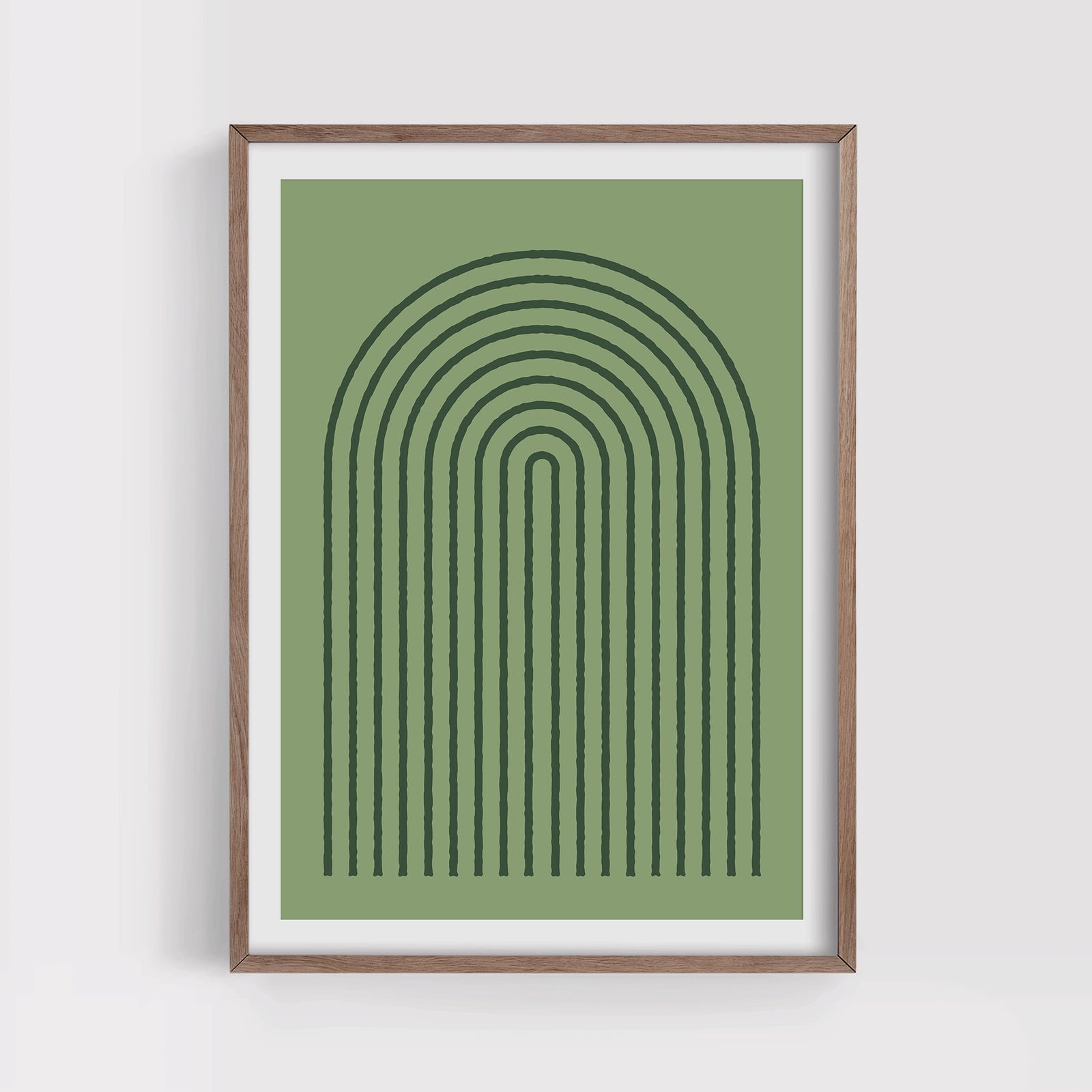 Green Geometric Rainbow Print