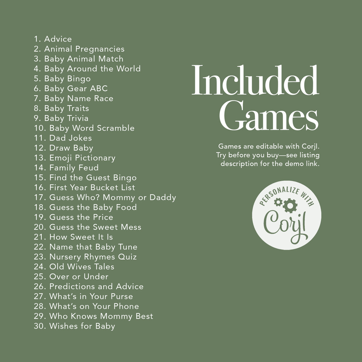 Woodland Gingham Baby Shower Games