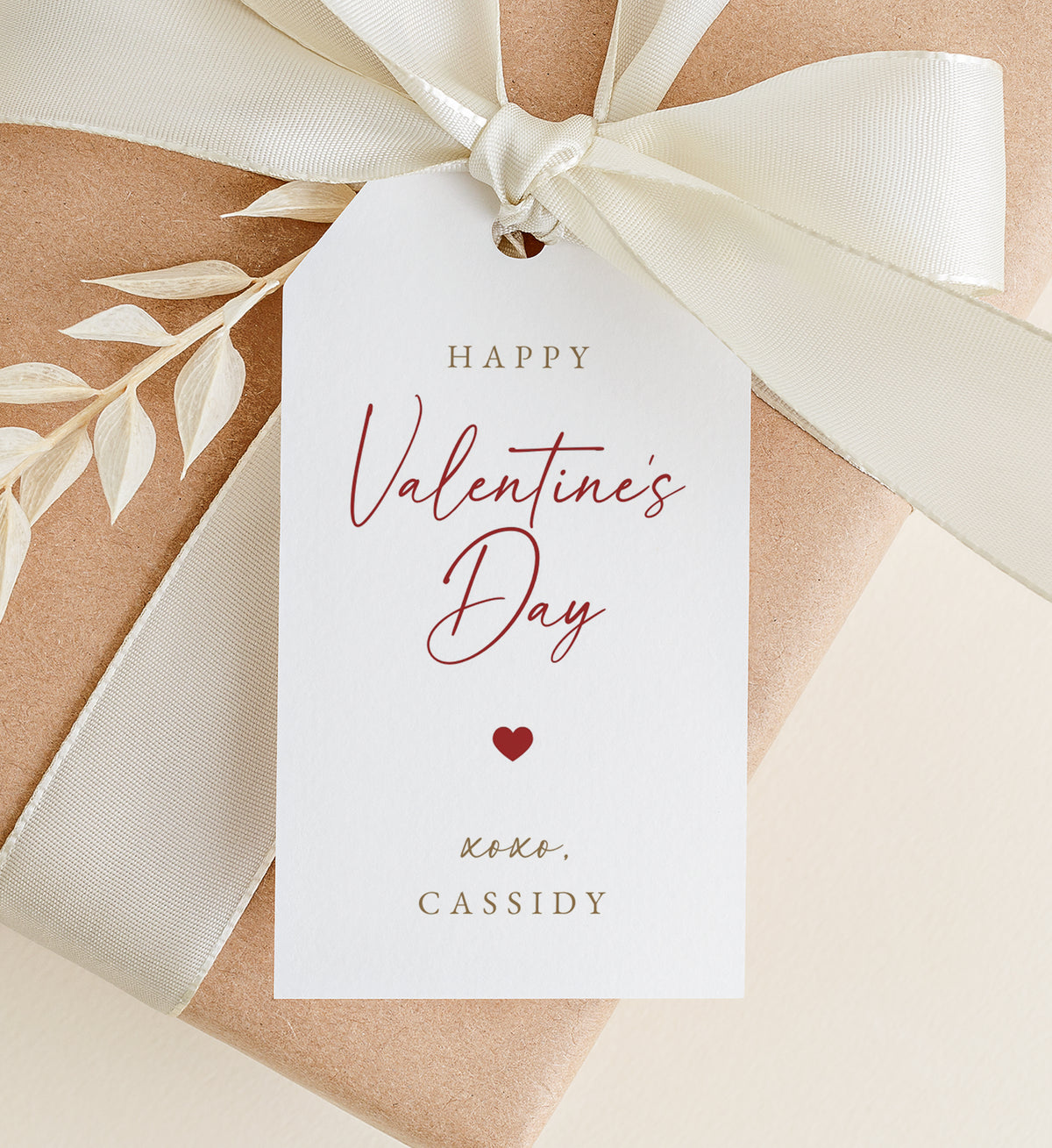 Modern Minimal Valentine&#39;s Tag Template