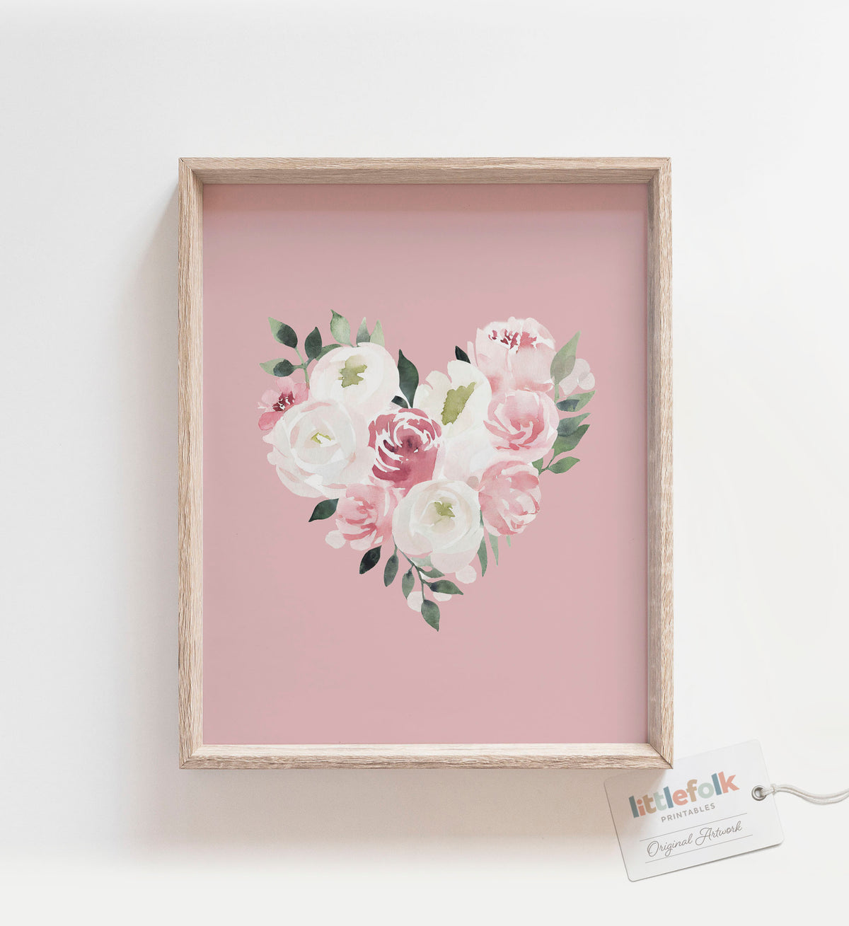Pink Floral Heart Print