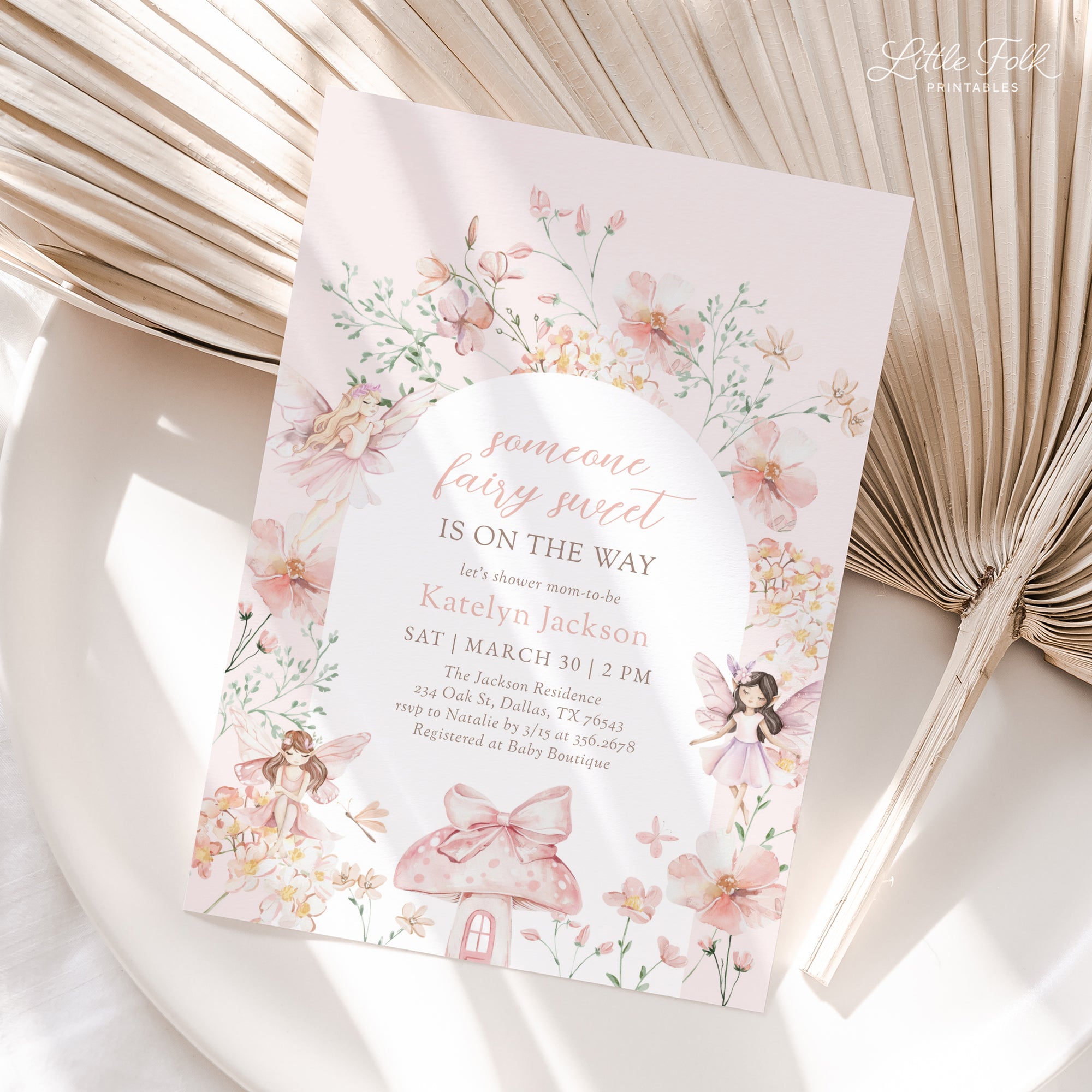 Pink Fairy Baby Shower Invitation Template