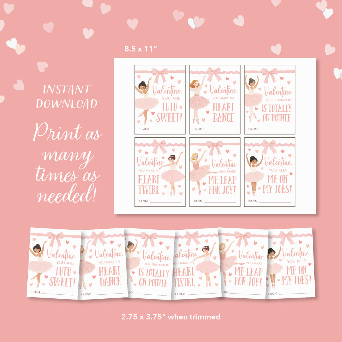 Ballerina Valentine's Cards