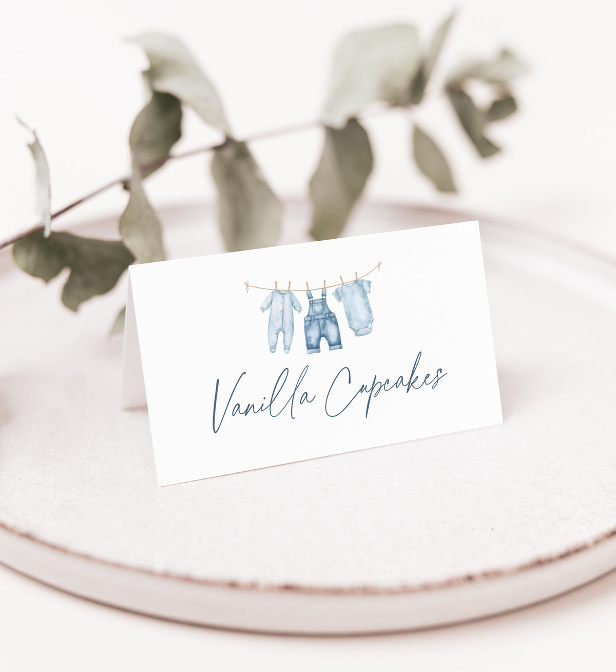Blue Jean Baby Shower Tent Card Template