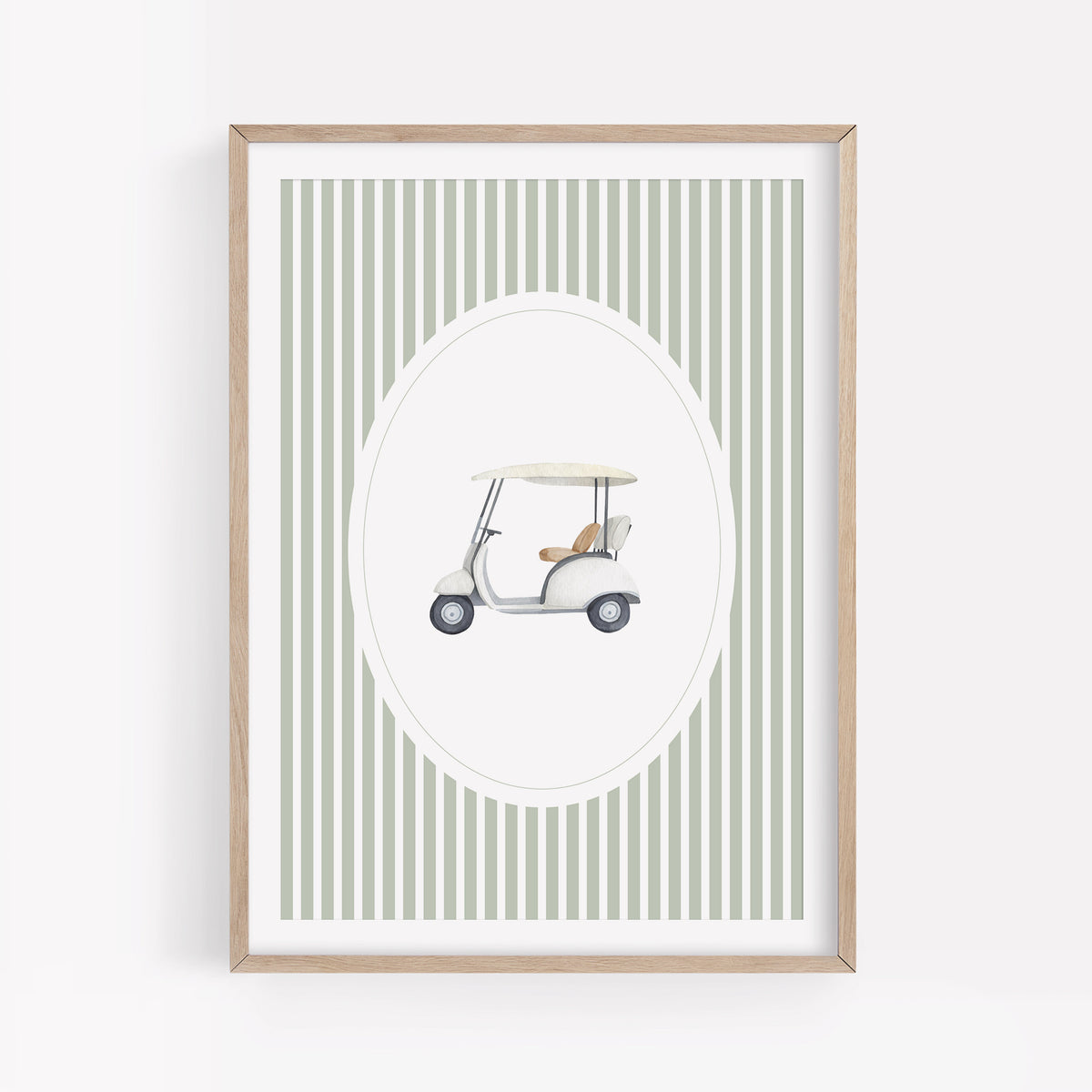 Sage Green Vintage Golf Cart Print