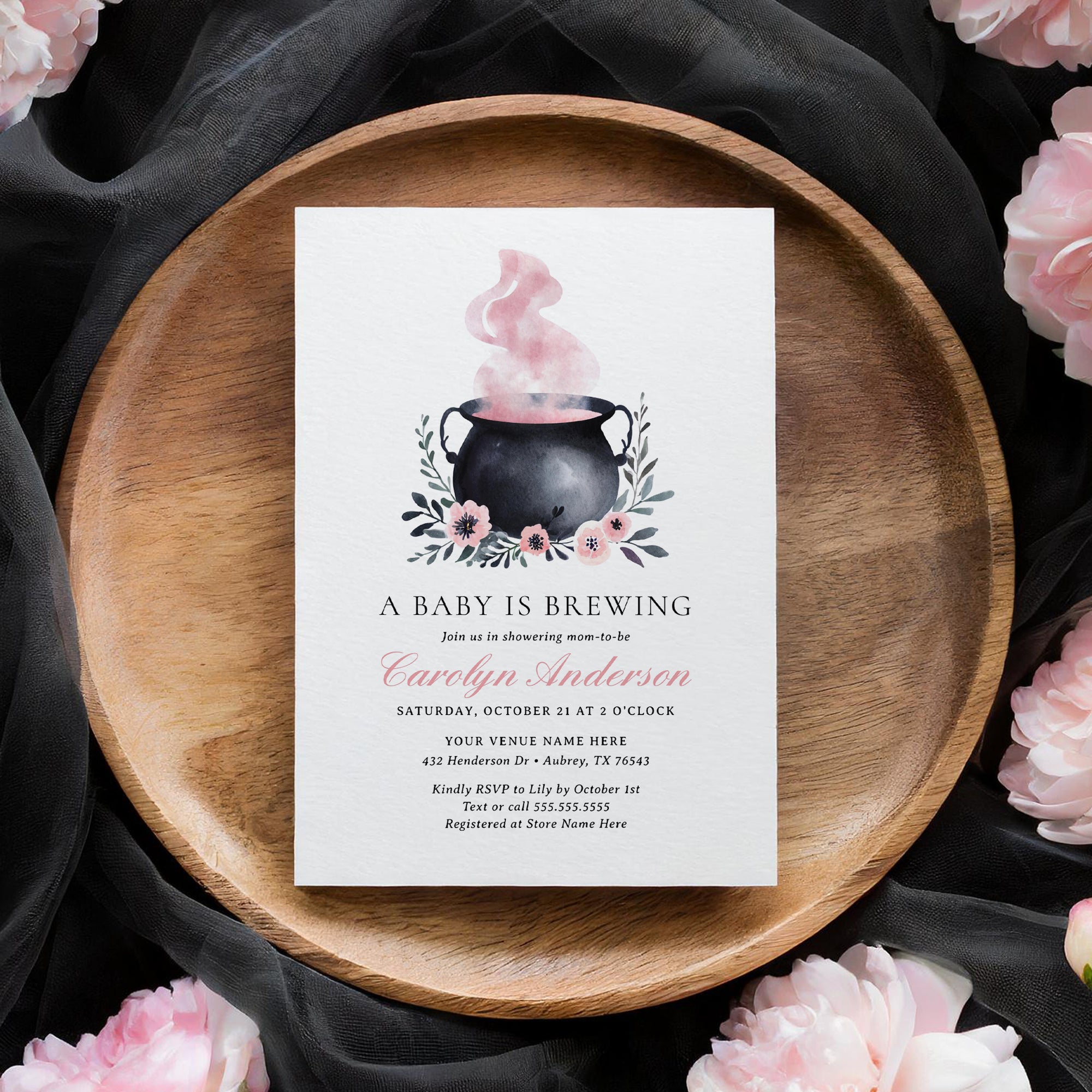 A Baby is Brewing Girl Baby Shower Invitation Template