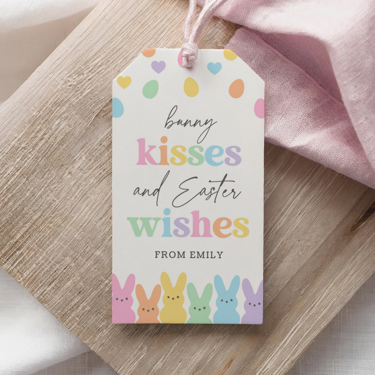 Bunny Kisses Easter Tag Template