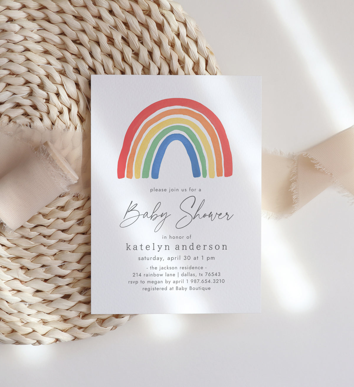 Rainbow Baby Shower Invitation