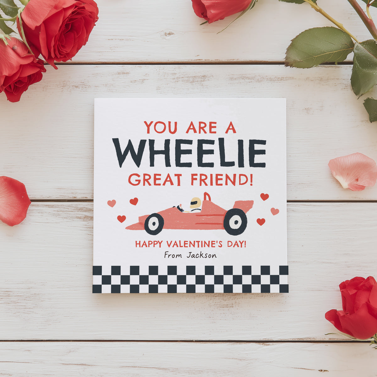 Race Car Valentine's Tag Template