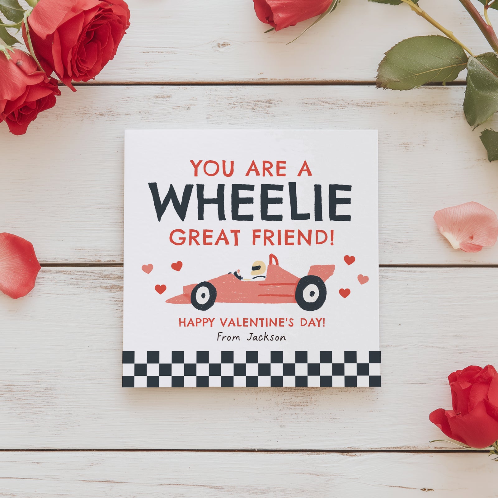Race Car Valentine's Tag Template