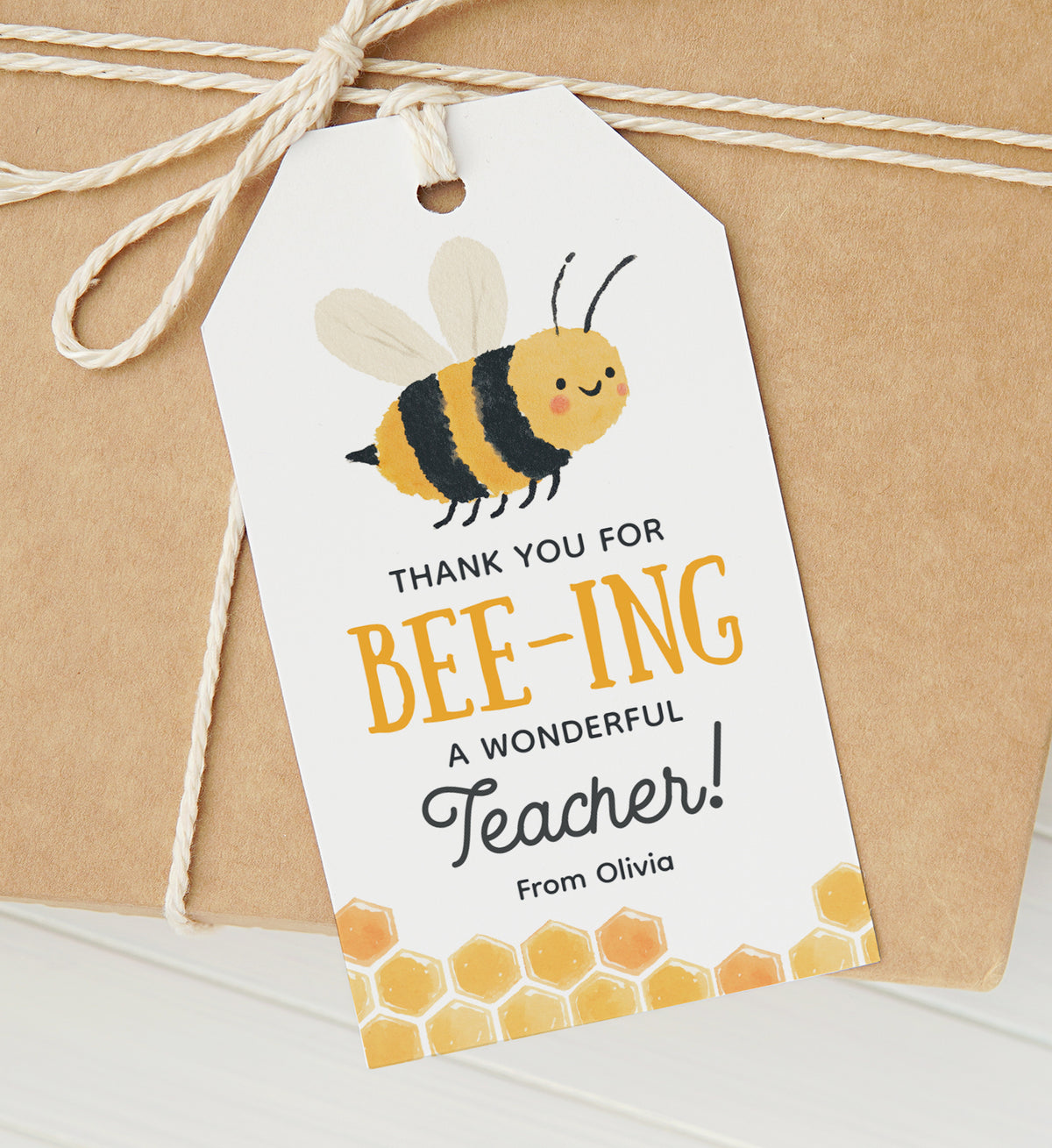 Bee Teacher Appreciation Tag Template