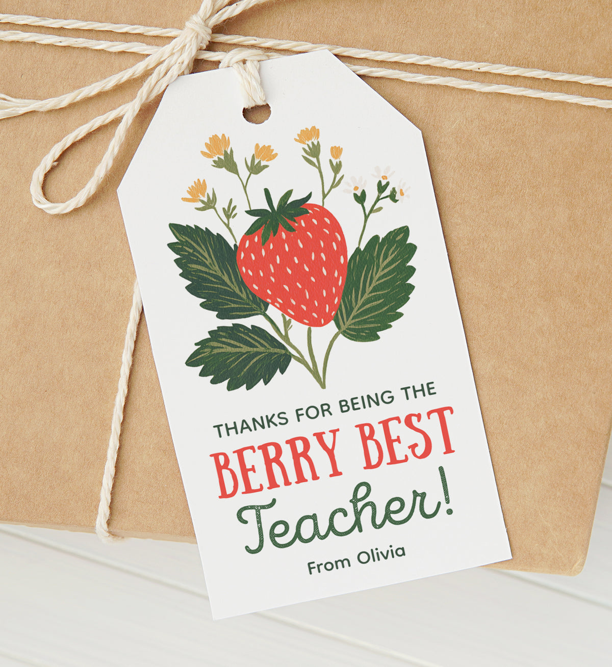 Strawberry Teacher Appreciation Tag Template