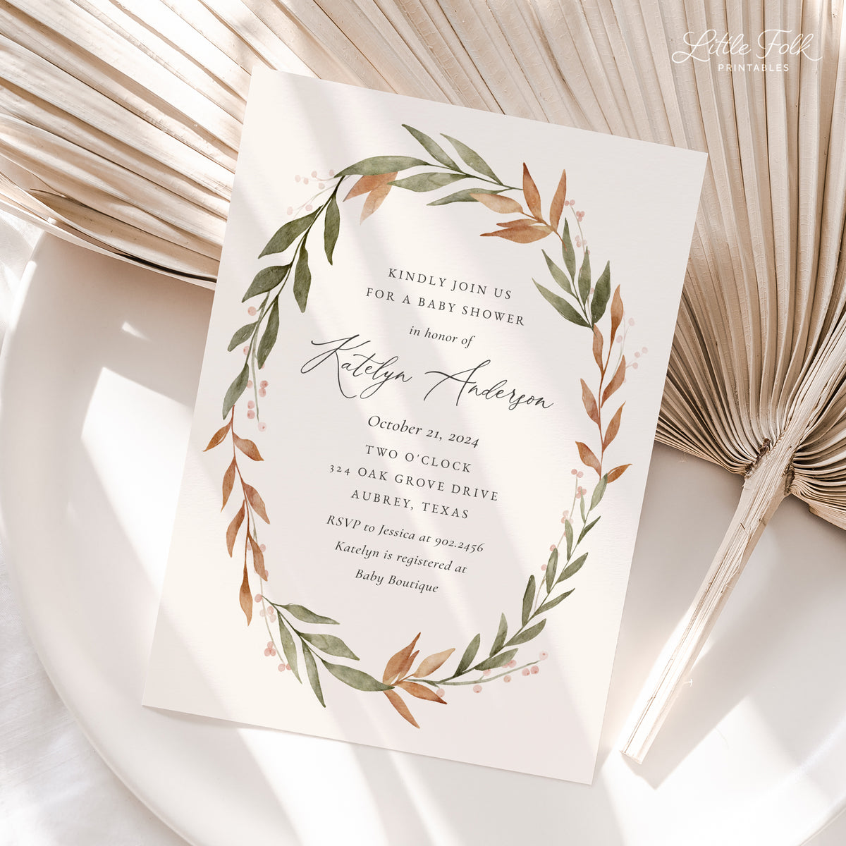 Fall Foliage Baby Shower Invitation