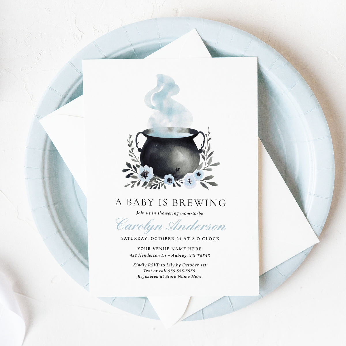 A Baby is Brewing Boy Baby Shower Invitation Template