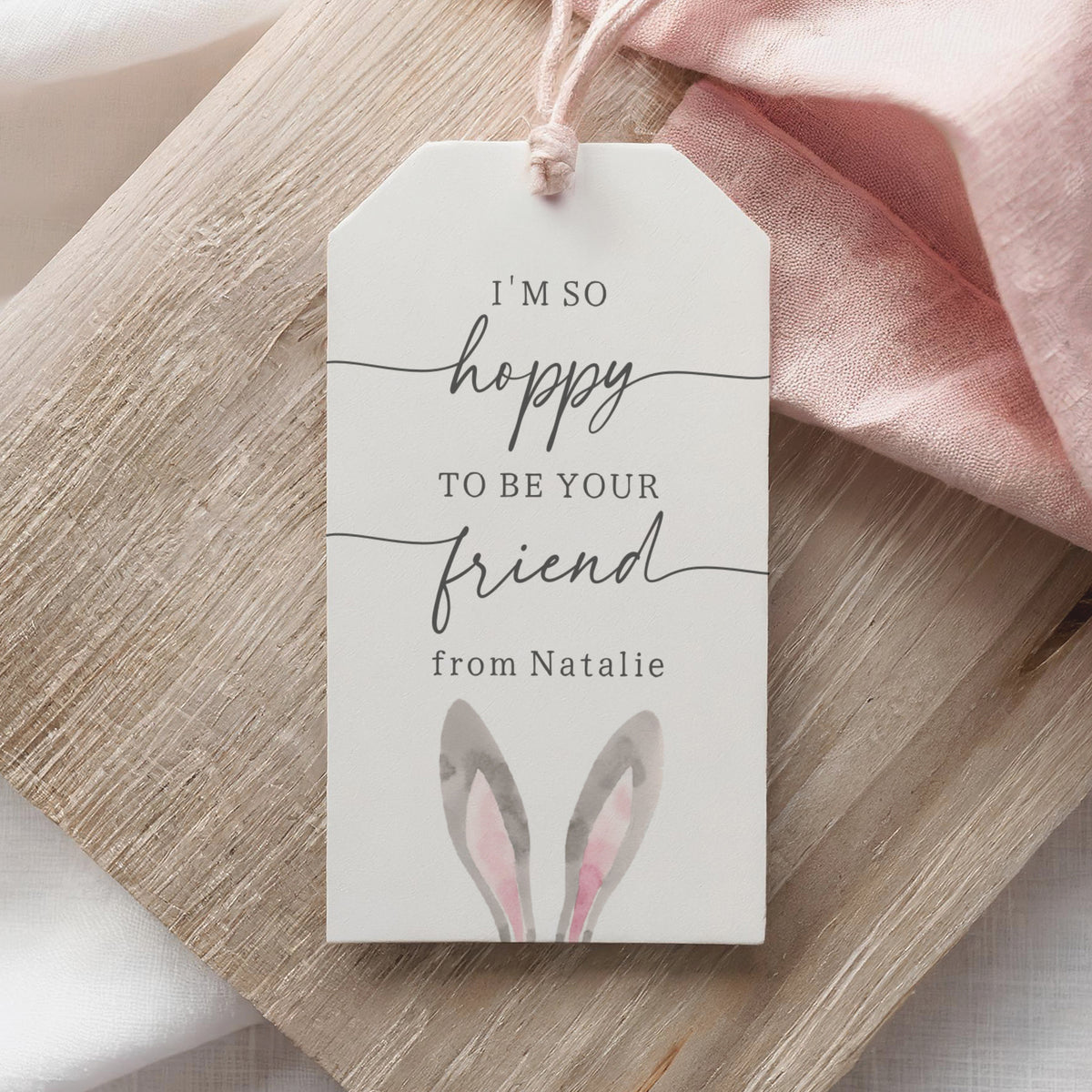 Hoppy to be Your Friend Bunny Ears Tag Template