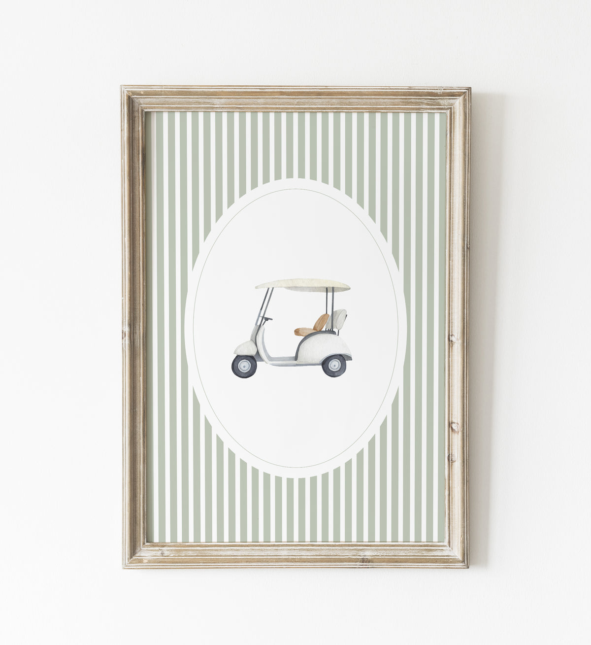 Sage Green Vintage Golf Cart Print