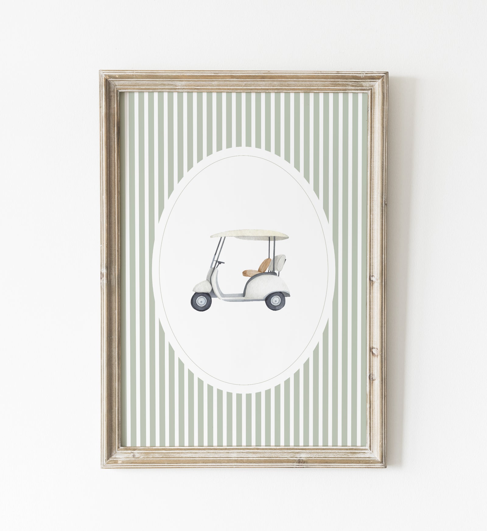 Sage Green Vintage Golf Cart Print