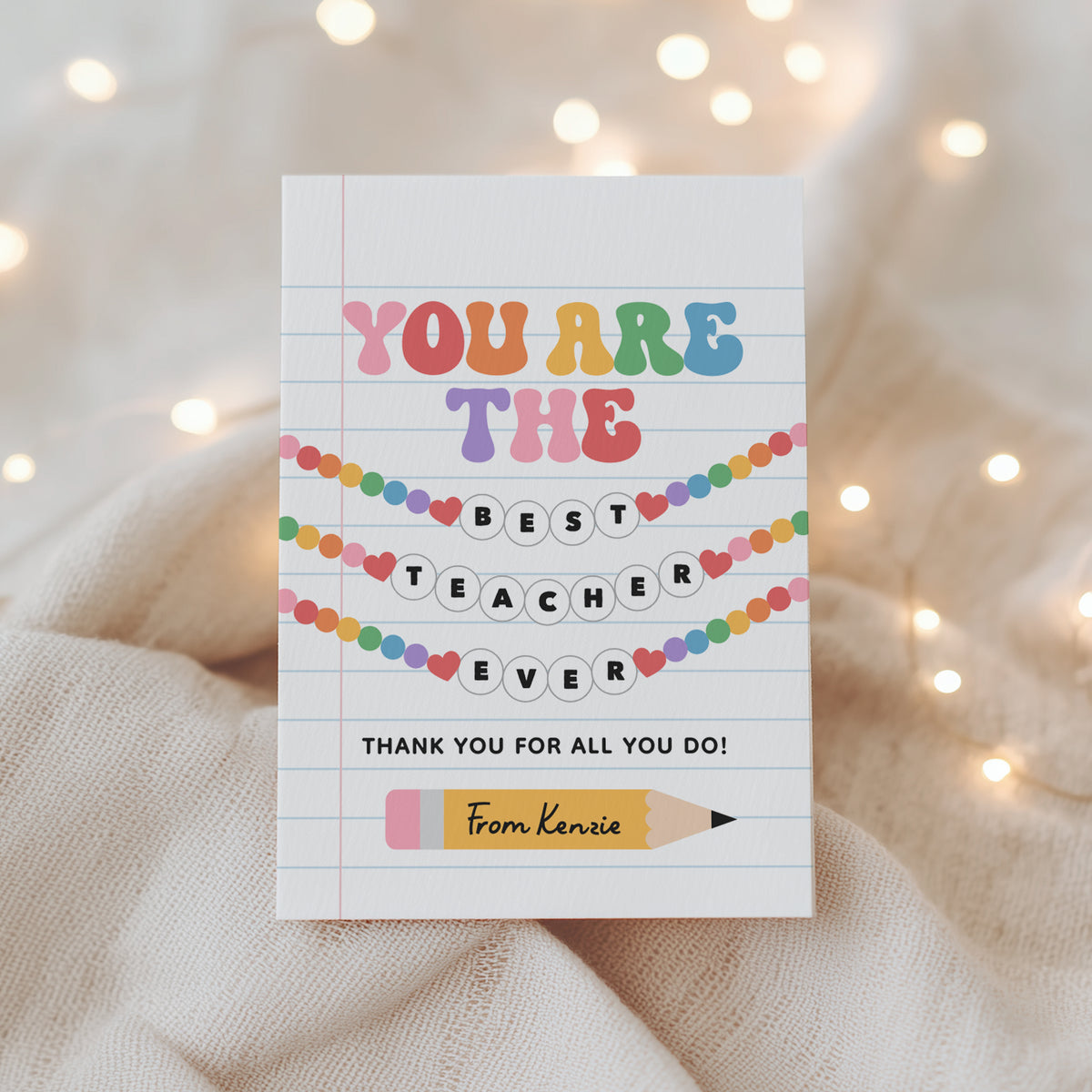 Charm Bracelet Teacher Appreciation Tag Template