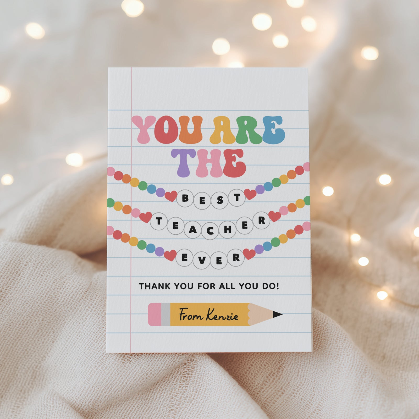 Charm Bracelet Teacher Appreciation Tag Template