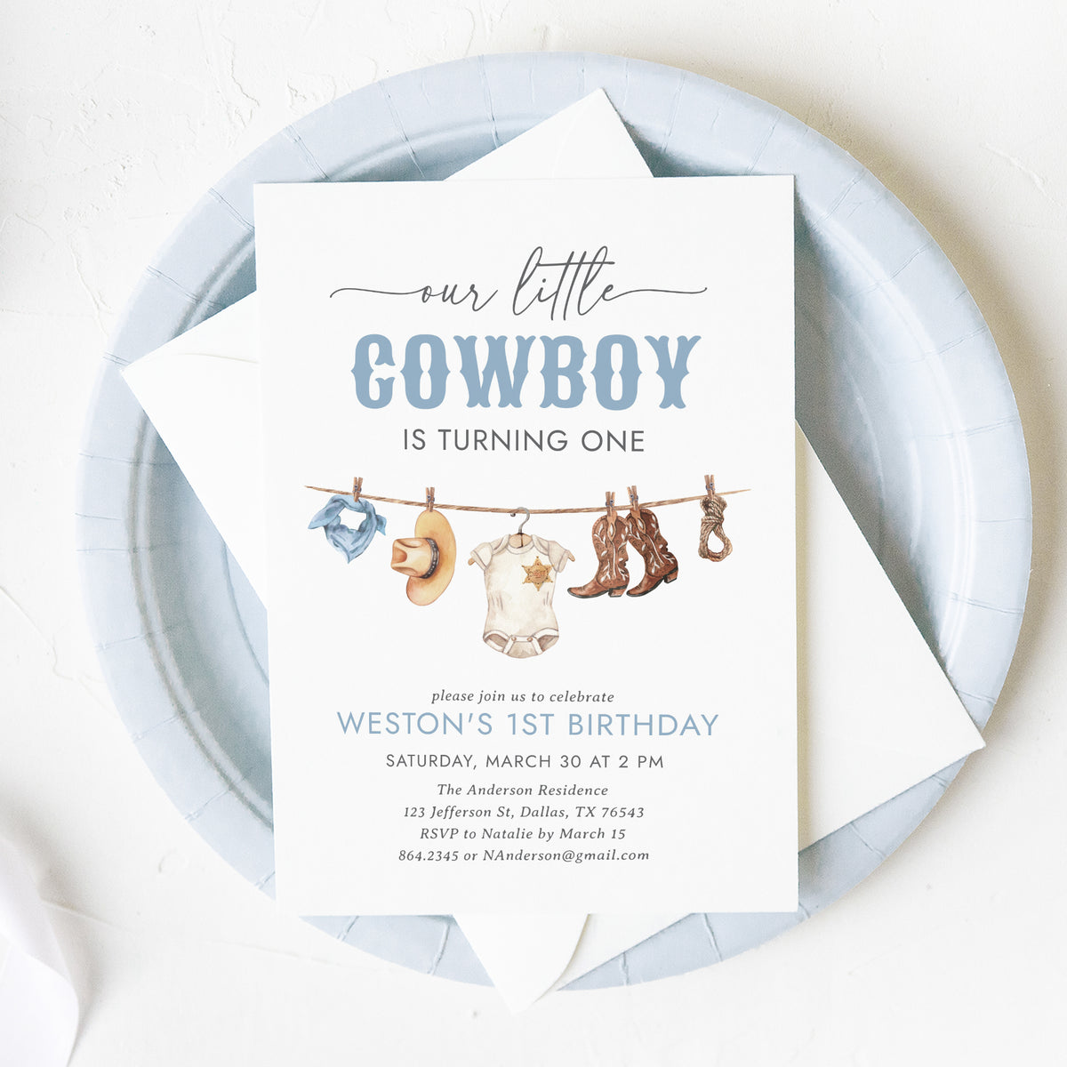 Editable Cowboy Birthday Invitation Template