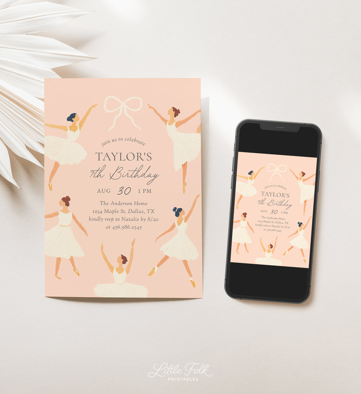 Ballerina Birthday Invitation Template