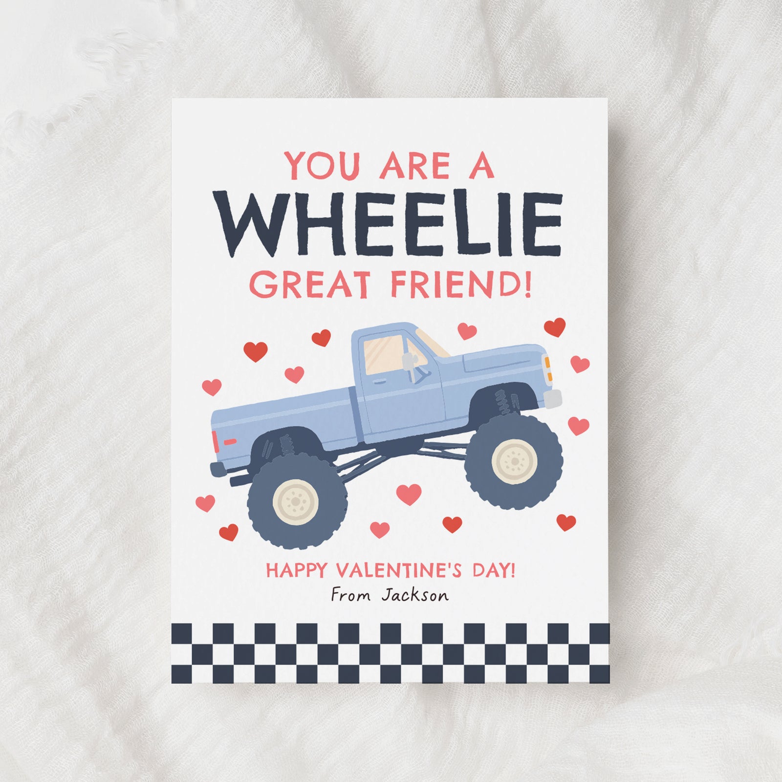 Monster Truck Valentine's Card Template