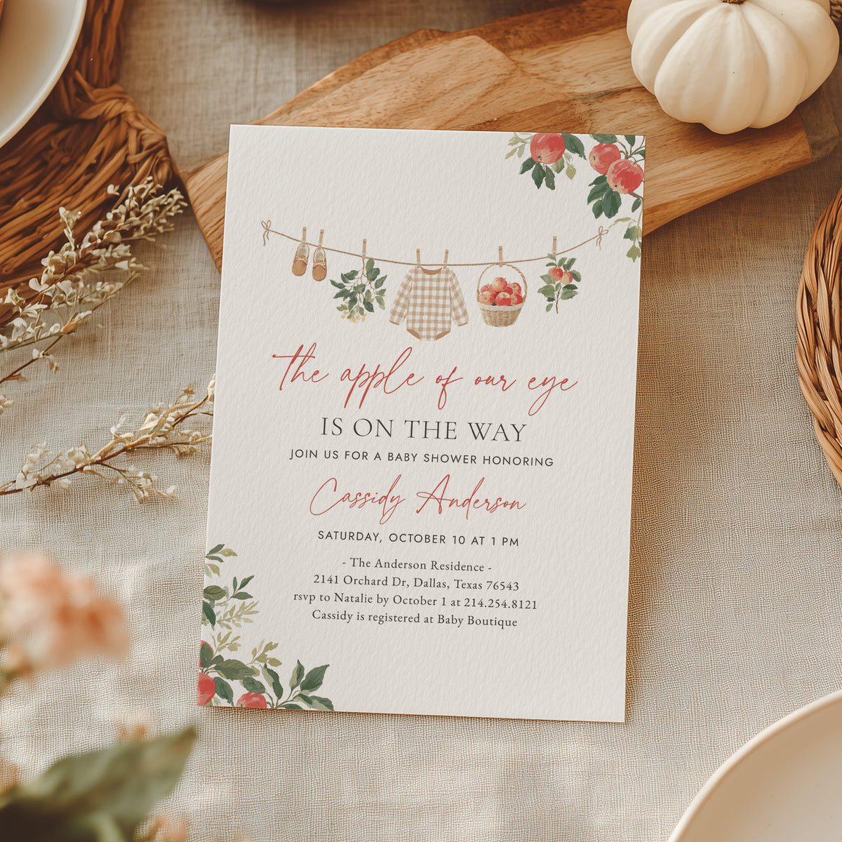 Apple Baby Shower Invitation Suite