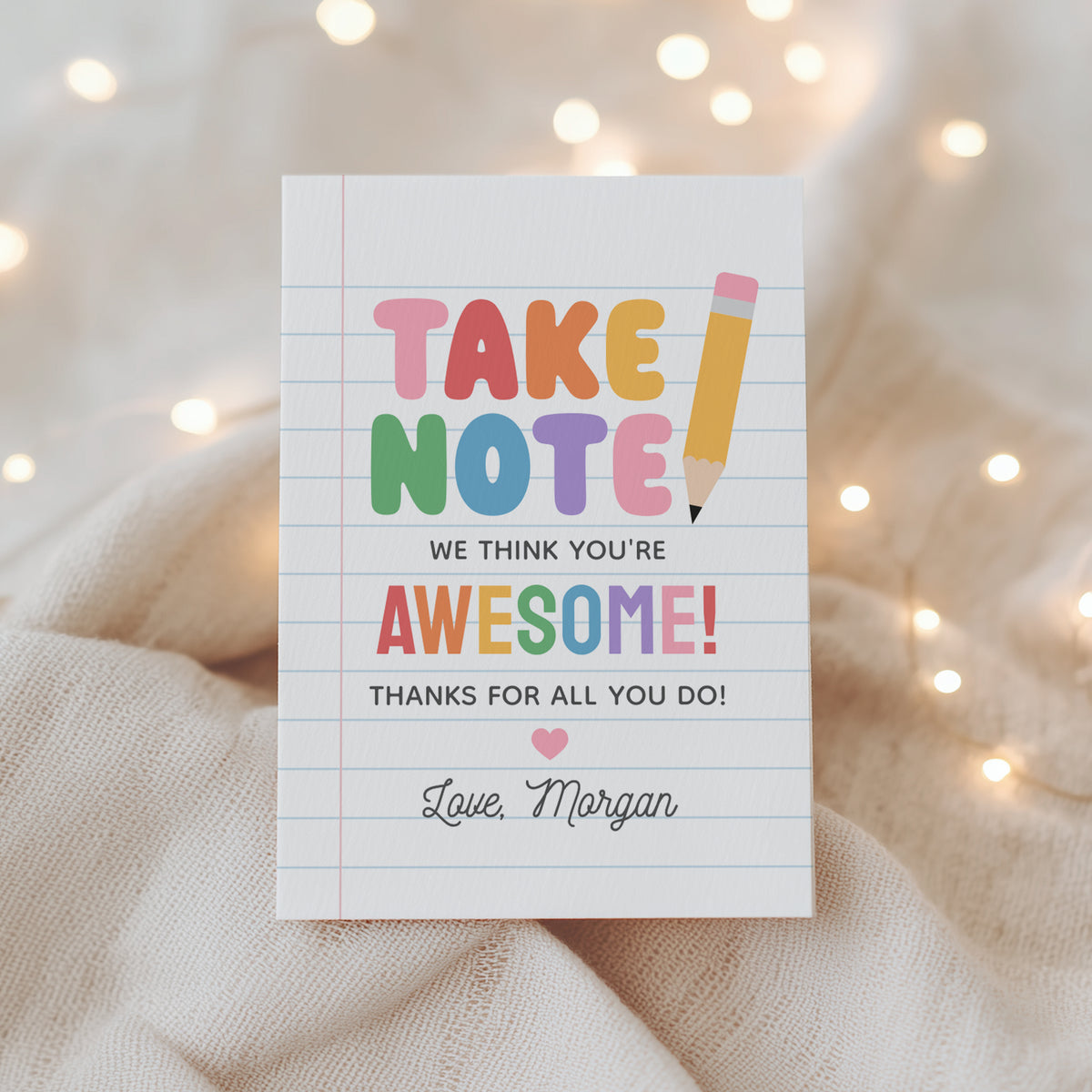 Take Note Notebook Teacher Appreciation Tag Template