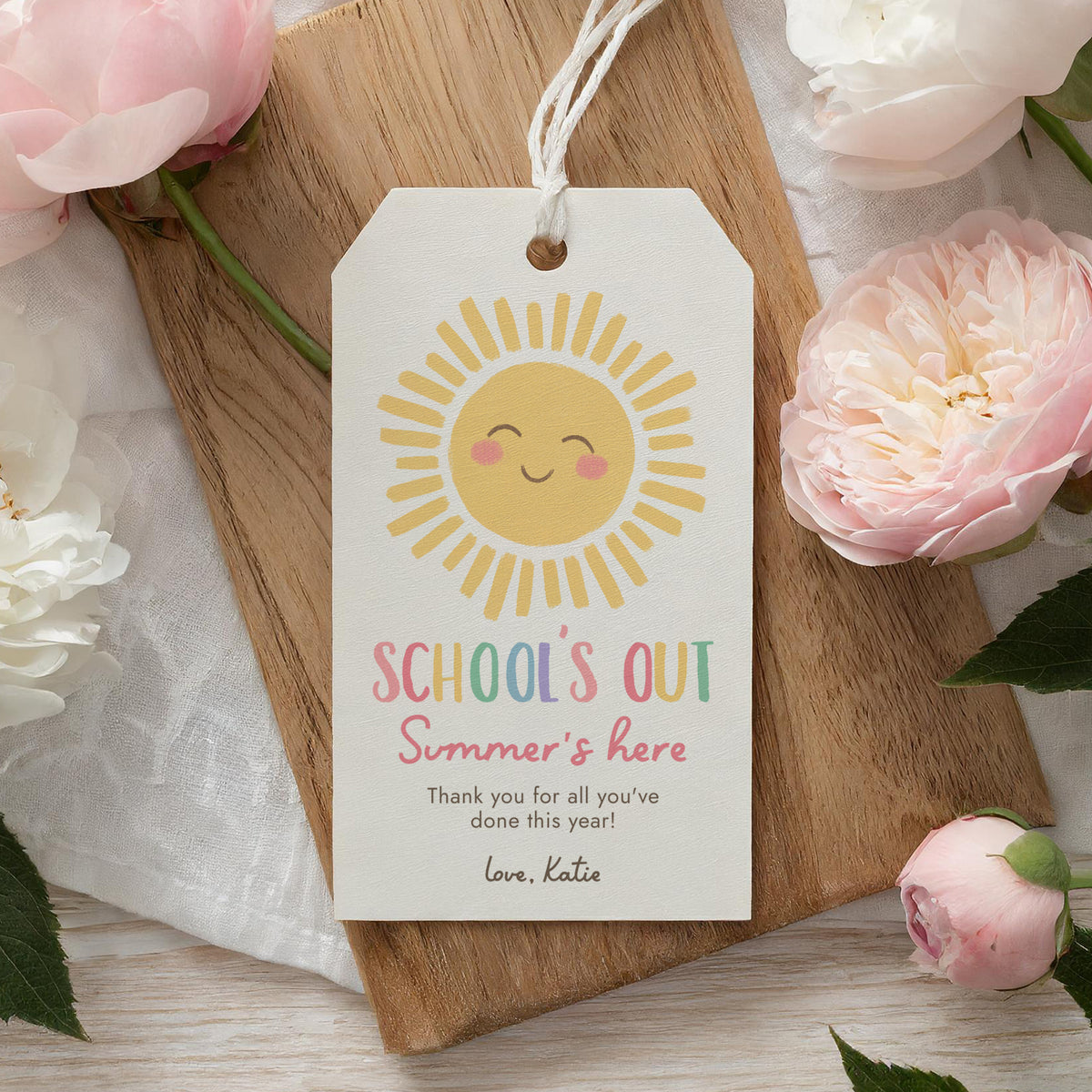 Happy Sun Teacher Appreciation Tag Template