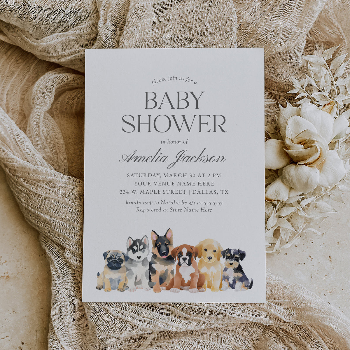 Puppy Baby Shower Invitation Template