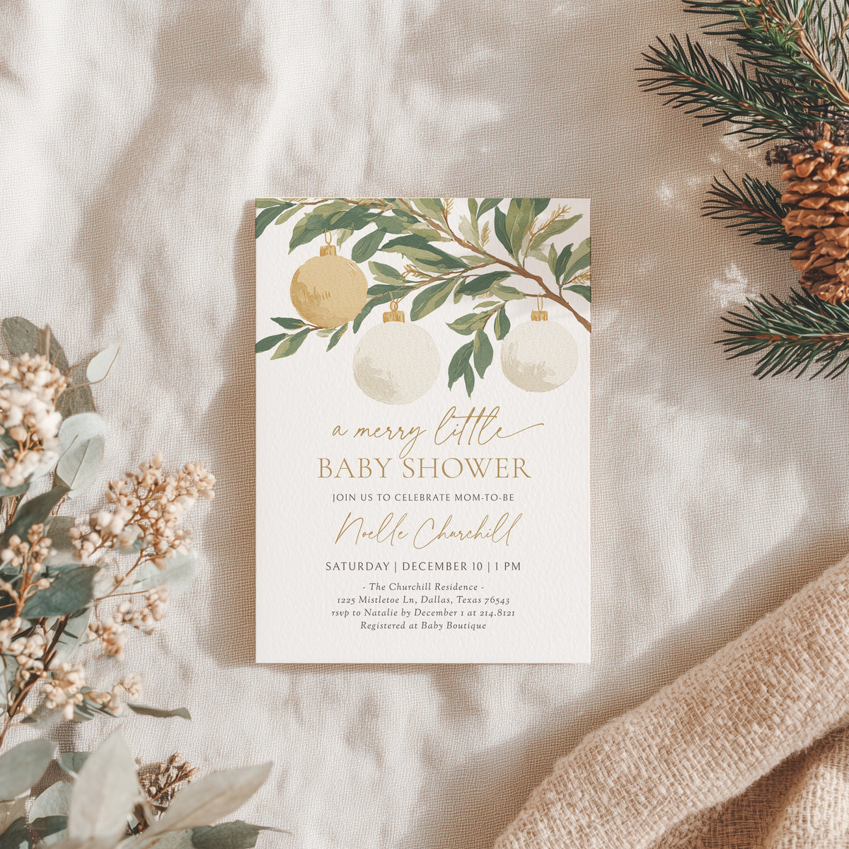 Christmas Ornament Baby Shower Invitation